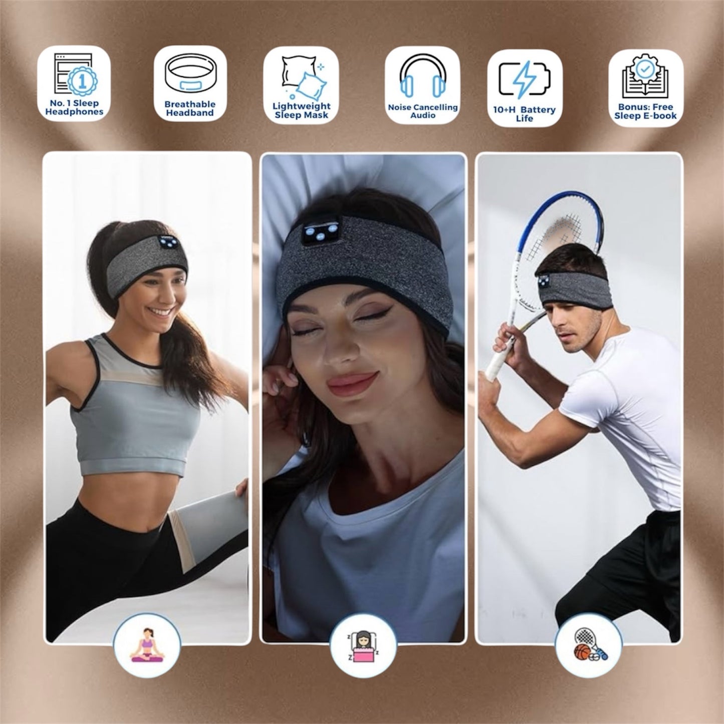 Sleepio™ 3-in-1 Headphones for Insomnia, Anxiety Relief & Active Wear